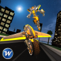 icon Flying Motorbike Robot Transform City Battle