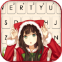 icon Christmas Cat Girl Keyboard Background