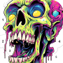 icon Skull Color, Color by Number