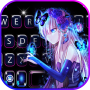 icon Neon Butterfly Girl Keyboard Background