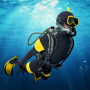 icon Scuba Diver Swimming Treasure