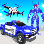 icon Flying Police Drone Robot Car Transform Robot Game
